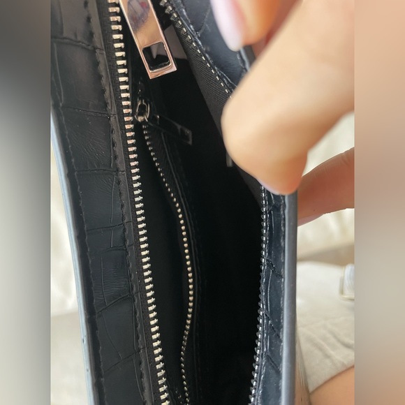 Black Shoulder Bag- Fake Croc Print - Picture 4 of 4